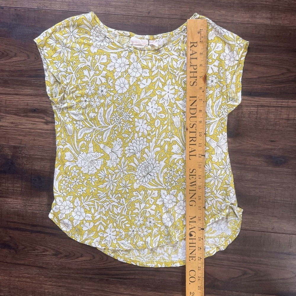 Rachel Ashwell Womens Yellow Floral 100% Linen Knit Scoop Neck Top Small - Picture 5 of 6